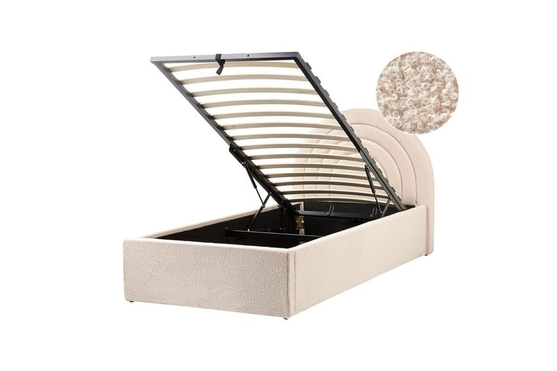 Säng med förvaring Anet Beige/ljust trä, Bouclé - Beige/ljust trä, Bouclé - Möbler - Barnmöbler - Barnsäng & juniorsäng