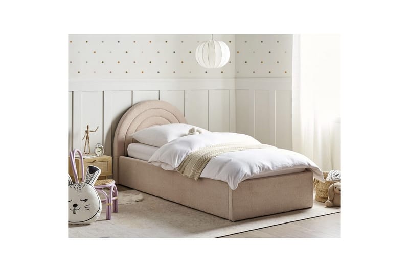 Säng med förvaring Anet Beige/ljust trä, Bouclé - Beige/ljust trä, Bouclé - Möbler - Barnmöbler - Barnsäng & juniorsäng