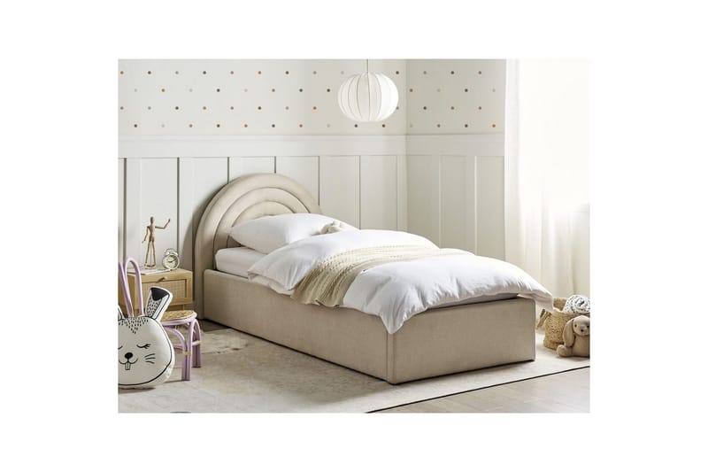 Säng med förvaring Anet Beige/ljust trä, Polyester - Beige/ljust trä, Polyester - Möbler - Barnmöbler - Barnsäng & juniorsäng