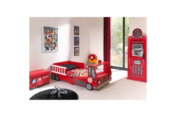 Säng med garderob Vipack Brandbil Röd 70x140 cm Vipack Red - Möbler - Barnmöbler - Barnsäng & juniorsäng - Bilsäng