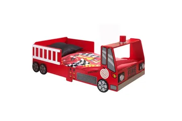 Säng med garderob Vipack Brandbil Röd 70x140 cm Vipack Red - Möbler - Barnmöbler - Barnsäng & juniorsäng - Bilsäng