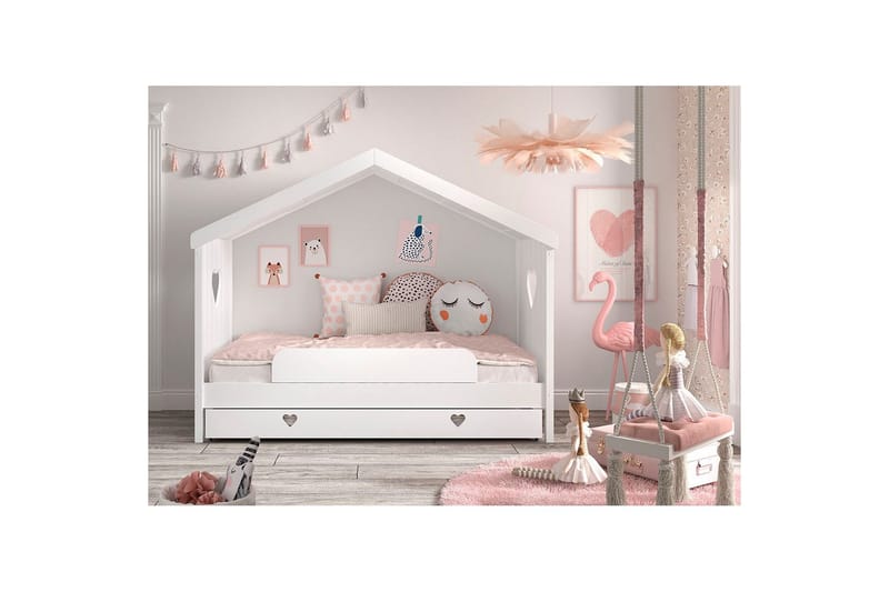 Säng med låda fallskydd Amori Vit - Möbler - Barnmöbler - Barnsäng & juniorsäng - Hussäng