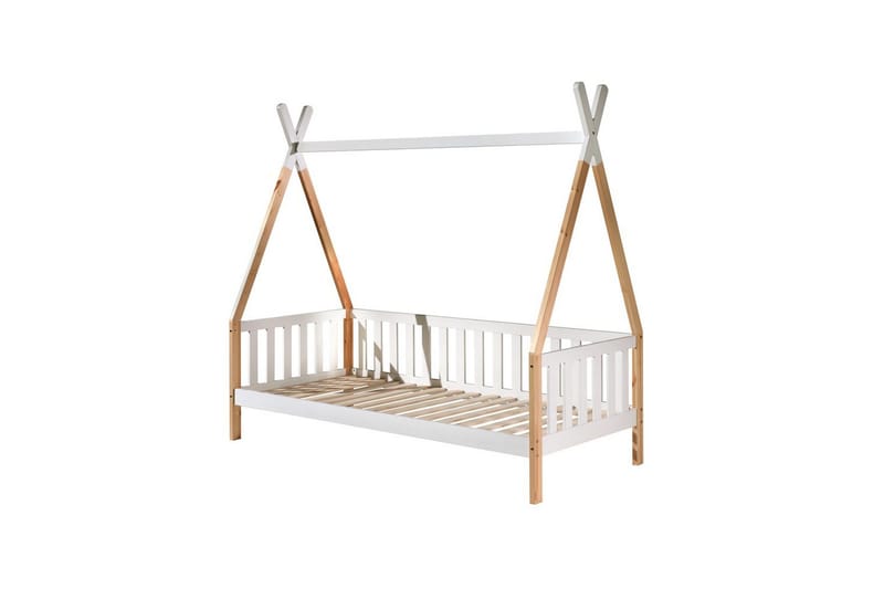Säng med Låda Tipi Natur, Med staket - Natur, Med staket - Möbler - Barnmöbler - Barnsäng & juniorsäng - Hussäng