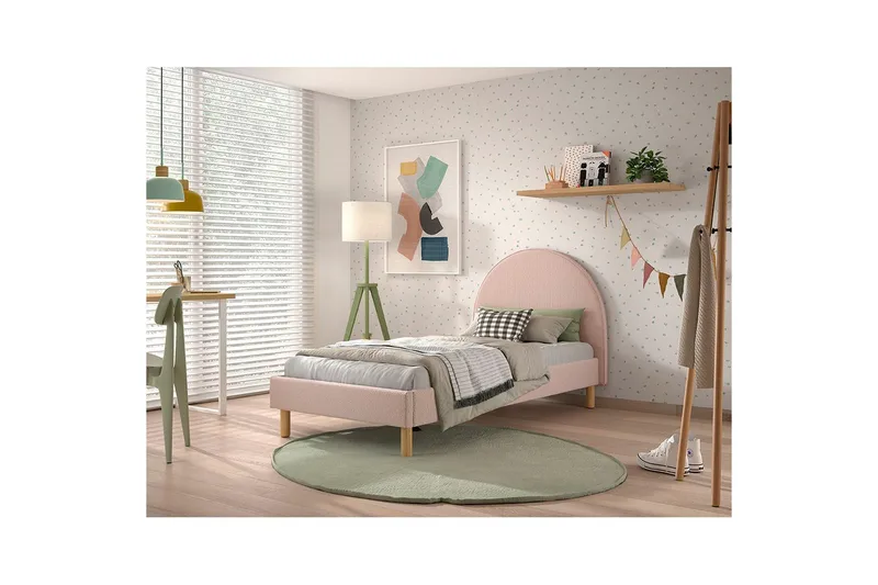Säng med nattduksbord Moon 90x200 cm Rosa - Rosa - Möbler - Barnmöbler - Barnsäng & juniorsäng
