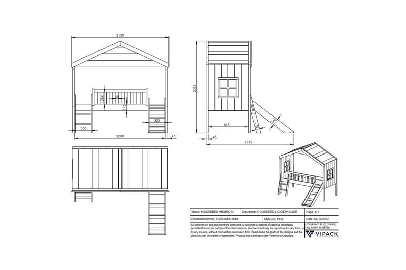 Säng med rutschkana Bousebed - Möbler - Barnmöbler - Barnsäng & juniorsäng - Hussäng