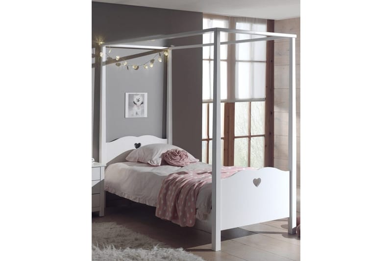 Säng med textilsatslåda Amori Vit - Möbler - Barnmöbler - Barnsäng & juniorsäng