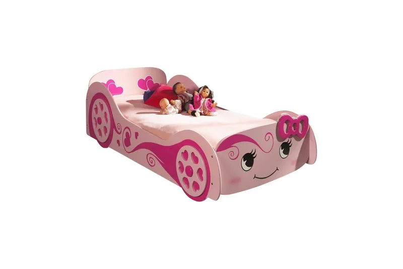 Säng Vipack Love Car Rosa 90x200 cm Med madrass Vipack Pink, undefined