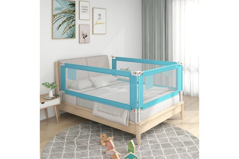 Sängskena för barn blå 140x25 cm tyg - Blå - Barnsäng & juniorsäng - Fallskydd säng