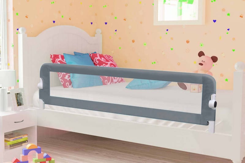 Sängskena för barn grå 150x42 cm polyester - Grå - Möbler - Barnmöbler - Barnsäng & juniorsäng