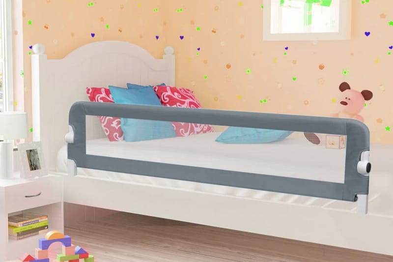 Sängskena för barn grå 180x42 cm polyester - Grå - Möbler - Barnmöbler - Barnsäng & juniorsäng