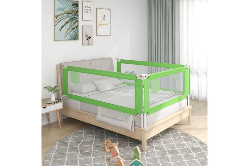 Sängskena för barn grön 140x25 cm tyg - Grön - Barnsäng & juniorsäng - Fallskydd säng