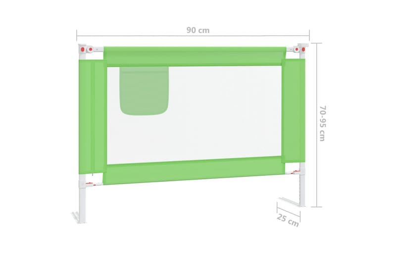 Sängskena för barn grön 90x25 cm tyg - Grön - Möbler - Barnmöbler - Barnsäng & juniorsäng