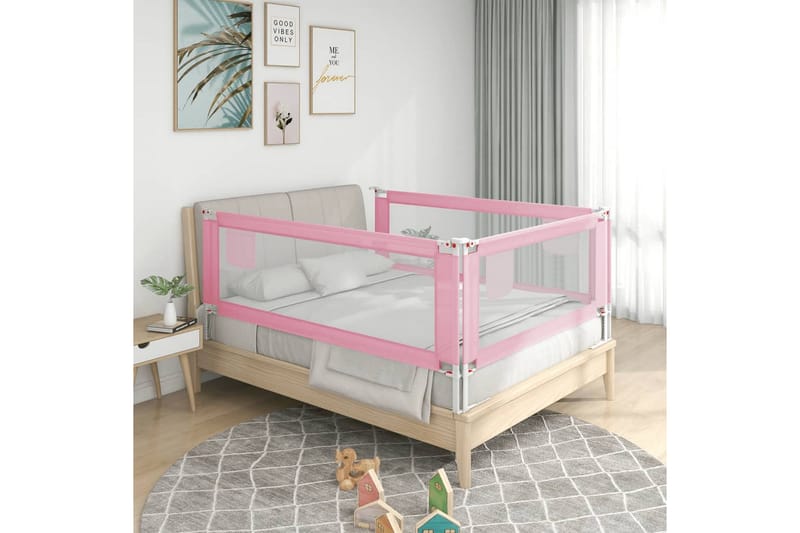 Sängskena för barn rosa 140x25 cm tyg - Rosa - Möbler - Barnmöbler - Barnsäng & juniorsäng