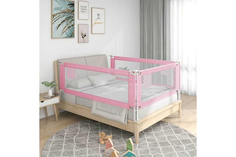 Sängskena för barn rosa 140x25 cm tyg - Rosa - Barnsäng & juniorsäng - Fallskydd säng