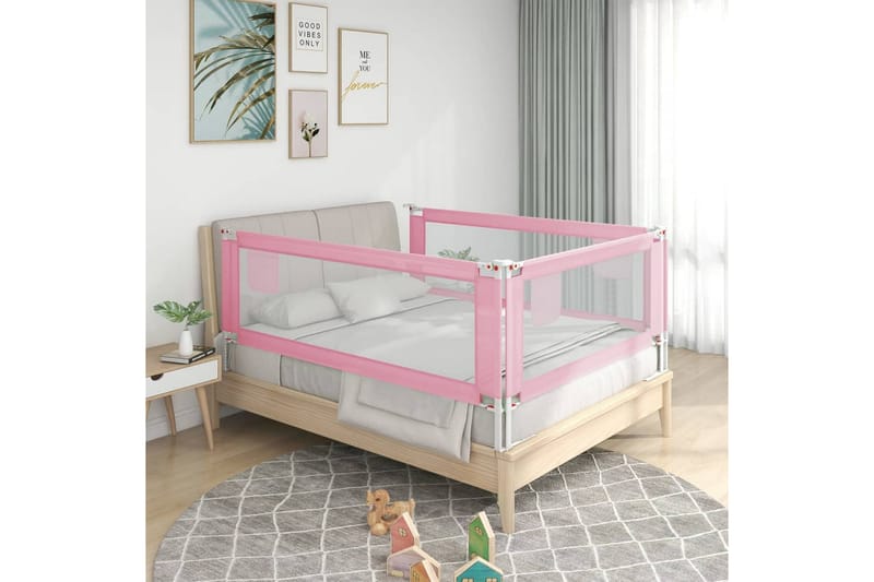 Sängskena för barn rosa 160x25 cm tyg - Rosa - Barnsäng & juniorsäng - Fallskydd säng