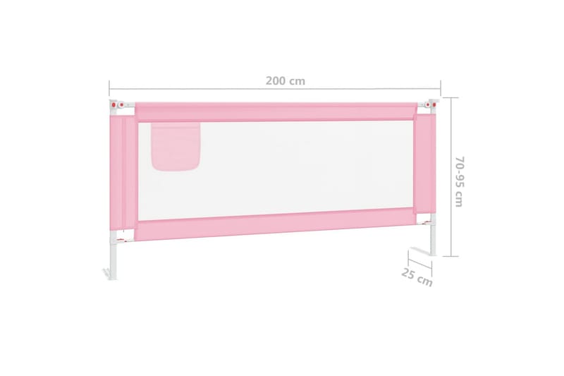 Sängskena för barn rosa 200x25 cm tyg - Rosa - Möbler - Barnmöbler - Barnsäng & juniorsäng