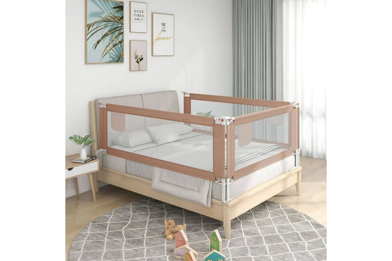 Sängskena för barn taupe 120x25 cm tyg - Brun - Barnsäng & juniorsäng - Fallskydd säng