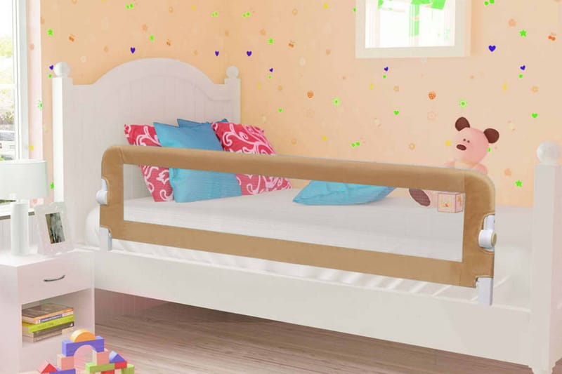 Sängskena för barn taupe 150x42 cm polyester - Brun - Barnsäng & juniorsäng - Fallskydd säng