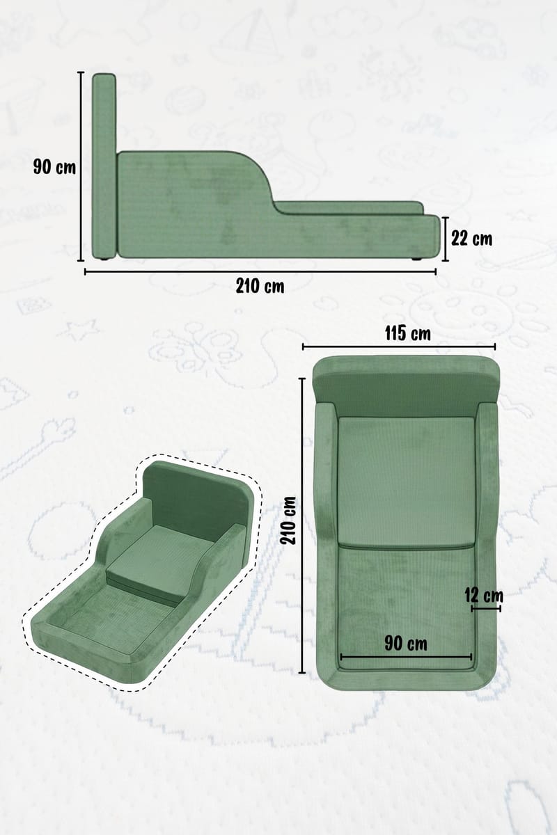 Selnor Barnsäng 90x90x210 cm - Grå - Möbler - Barnmöbler - Barnsäng & juniorsäng
