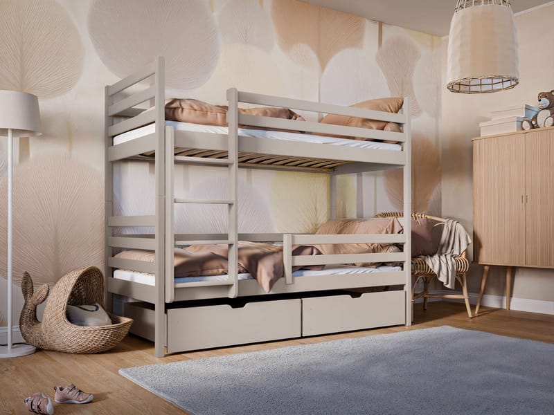 Suno Våningssäng Två Liggplatser 90x200 cm - Beige - Möbler - Barnmöbler - Barnsäng & juniorsäng - Våningssäng barn