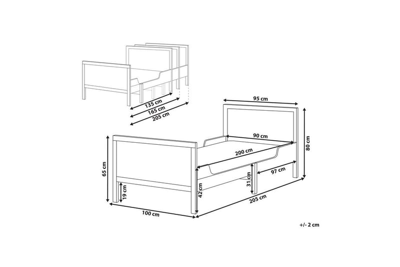Utdragbar småbarnssäng Montigny - Ljus trä - Möbler - Barnmöbler - Barnsäng & juniorsäng - Växasäng