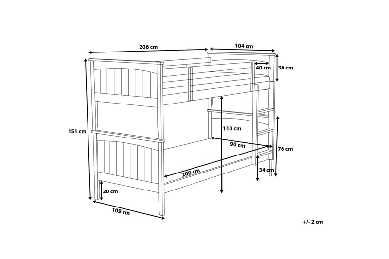 Radon Våningssäng 90x200 cm Vit - Vit - Våningssäng - Våningssäng barn