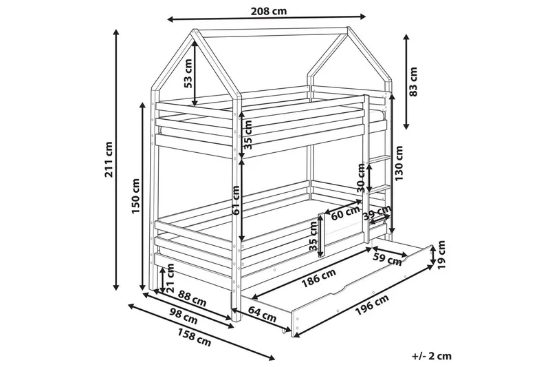 Våningssäng med lådor Girgols - Brun - Möbler - Barnmöbler - Barnsäng & juniorsäng - Våningssäng barn