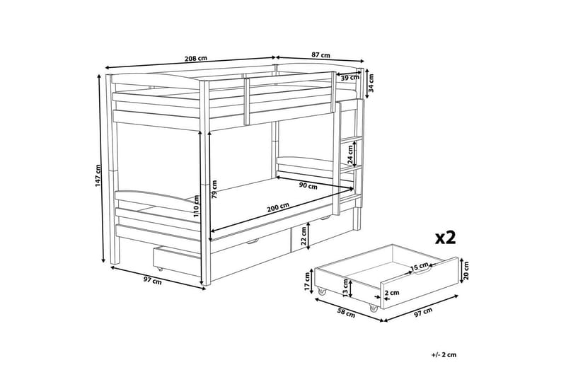 Våningssäng med lådor Regat med lådor Grå - Grå - Möbler - Barnmöbler - Barnsäng & juniorsäng - Våningssäng barn