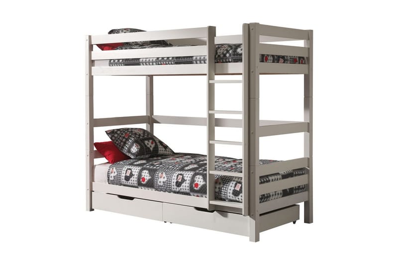 Våningssäng Pino Set med 2 Lådor Vit, 180 cm, Vit, 180 cm