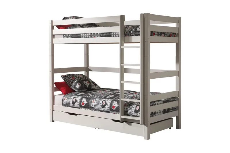 Våningssäng Pino Set med 2 Lådor Vit, 180 cm, Vit, 180 cm