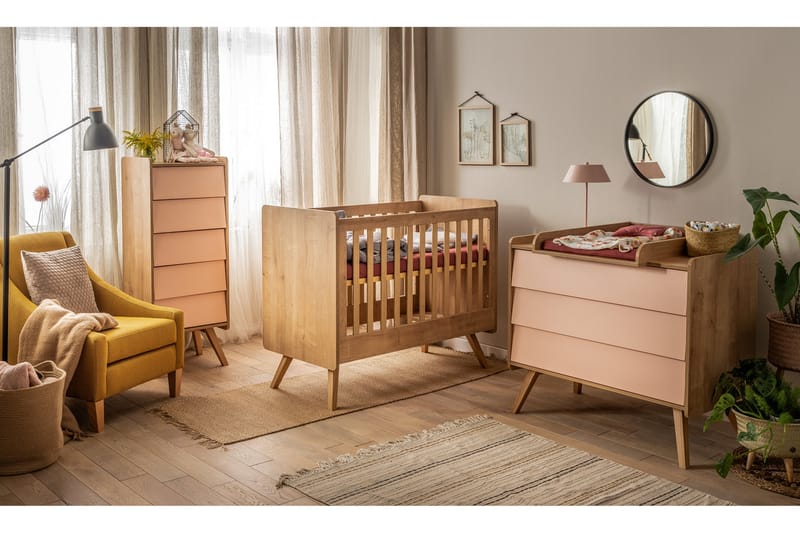 Vintage Spjälsäng 70x140 cm Trä/Natur - Ek - Möbler - Barnmöbler - Barnsäng & juniorsäng - Spjälsäng