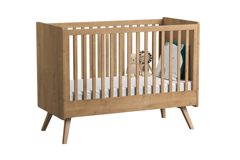 Vintage Spjälsäng 70x140 cm Trä/Natur - Ek - Möbler - Barnmöbler - Barnsäng & juniorsäng - Spjälsäng