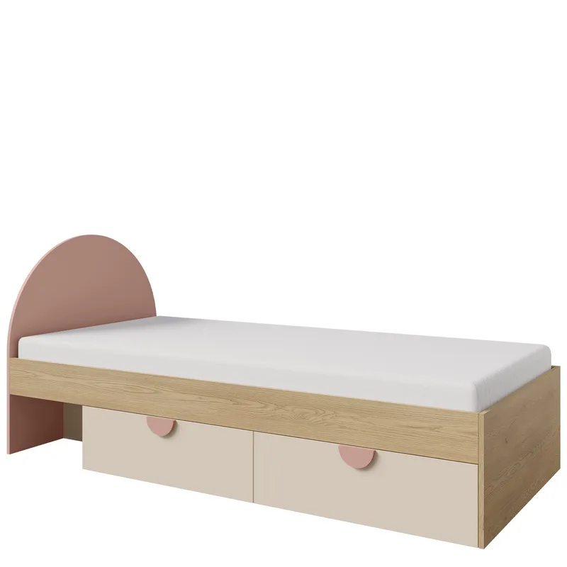 Zarek Juniorsäng 90x200 cm, Brun, rosa och beige