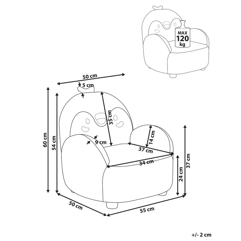Barnfåtölj Hervik - Svart, vit, brun/50x55x60 - Möbler - Barnmöbler - Barnstol - Barnfåtölj