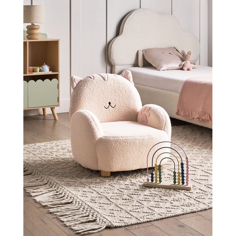 Barnfåtölj Zoar - Vit, brun - Möbler - Barnmöbler - Barnstol - Barnfåtölj