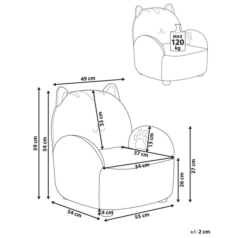 Barnfåtölj Zoar - Vit, brun - Möbler - Barnmöbler - Barnstol - Barnfåtölj