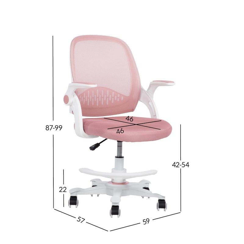Skrivbordsstol för barn Emmy med fotstöd - rosa - Möbler - Barnmöbler - Barnstol - Skrivbordsstol barn