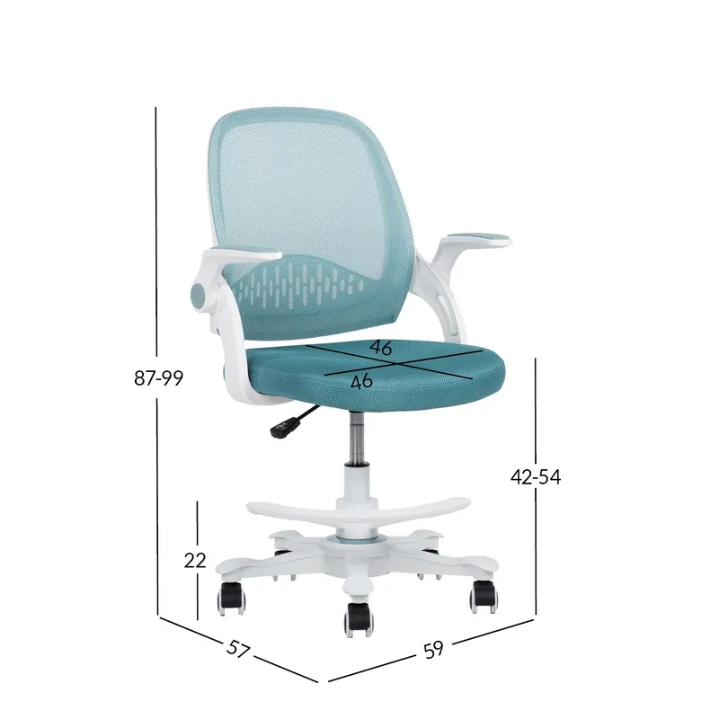 Skrivbordsstol för barn Emmy med fotstöd - turkos - Möbler - Barnmöbler - Barnstol - Skrivbordsstol barn