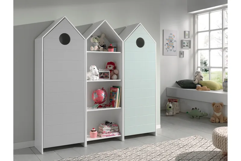 Bustorp Garderob- och hyllset, Vit/Grå/Mintgrön