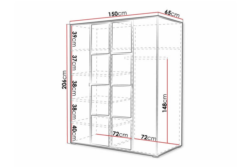 Aberfelt Barnskåp 150x206 cm - Vit - Möbler - Barnmöbler - Förvaring barnrum - Skåp barnrum