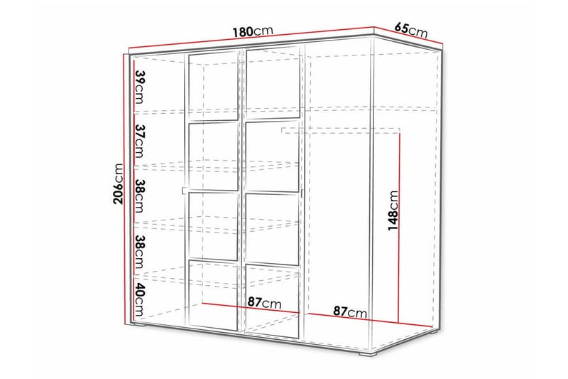 Aberfelt Barnskåp 180x206 cm - Svart - Möbler - Barnmöbler - Förvaring barnrum - Skåp barnrum