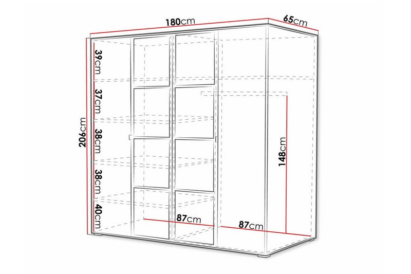 Aberfelt Barnskåp 180x206 cm - Vit - Möbler - Barnmöbler - Förvaring barnrum - Skåp barnrum