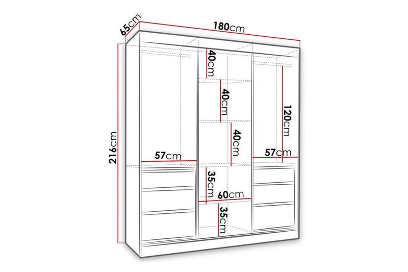 Aberfelt Barnskåp 180x216 cm - Vit - Möbler - Barnmöbler - Förvaring barnrum - Skåp barnrum