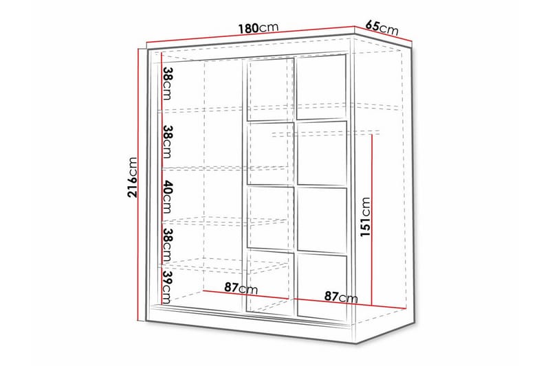 Aberfelt Barnskåp 180x216 cm - Vit - Möbler - Barnmöbler - Förvaring barnrum - Skåp barnrum