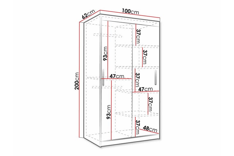 Dunvegan Garderob 100x200 cm - Svart - Möbler - Barnmöbler - Förvaring barnrum - Skåp barnrum
