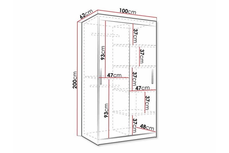 Dunvegan Garderob 100x200 cm - Svart - Möbler - Barnmöbler - Förvaring barnrum - Skåp barnrum