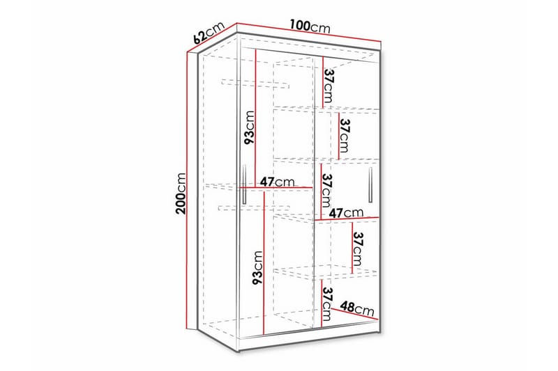 Dunvegan Garderob 100x200 cm - Svart - Möbler - Barnmöbler - Förvaring barnrum - Skåp barnrum