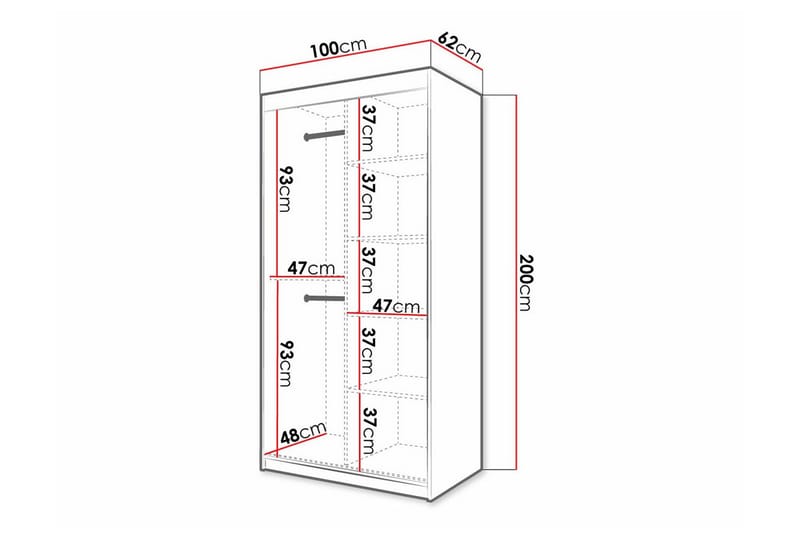 Dunvegan Garderob 100x200 cm - Vit - Möbler - Barnmöbler - Förvaring barnrum - Skåp barnrum