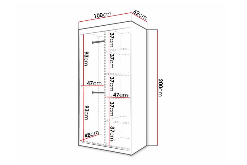 Dunvegan Garderob 100x200 cm - Vit - Möbler - Barnmöbler - Förvaring barnrum - Skåp barnrum