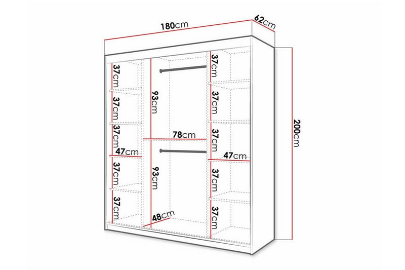 Dunvegan Garderob 180x200 cm - Svart - Möbler - Barnmöbler - Förvaring barnrum - Skåp barnrum